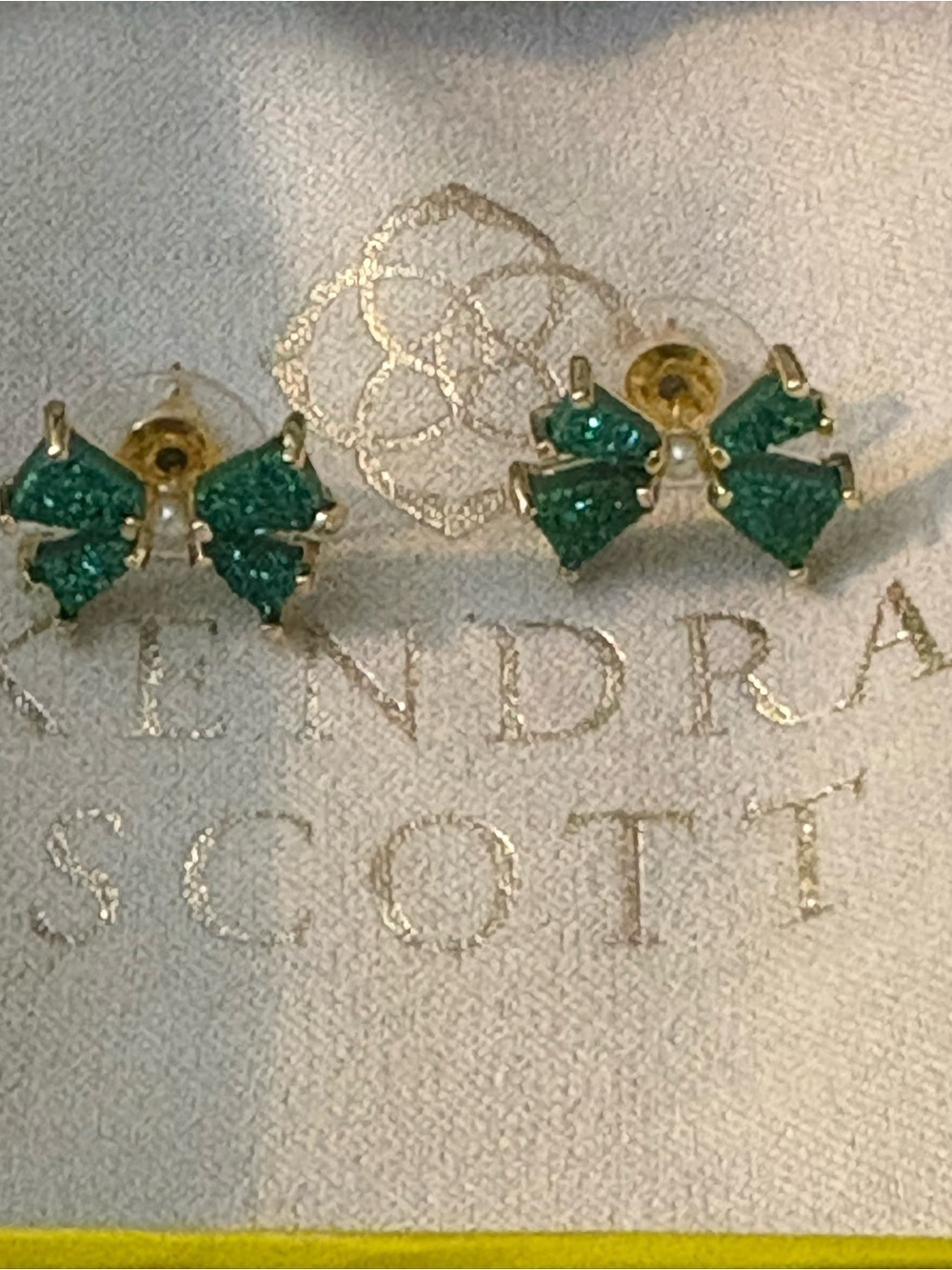 Kendra Scott Teal Sparkle Bow Stud Earrings